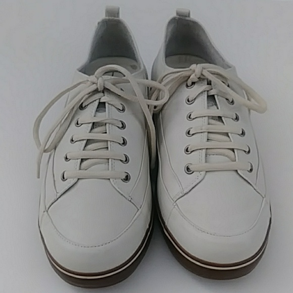 cream leather sneakers
